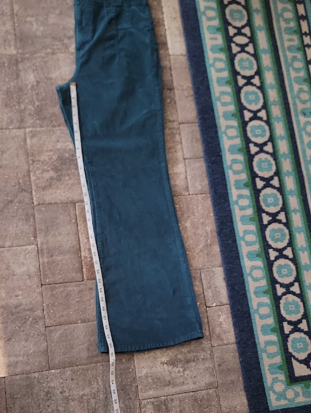 True Craft Corset Waist Flare Corduroy Pants in Teal Blue Sz 16 Has Stretch - Picture 7 of 12